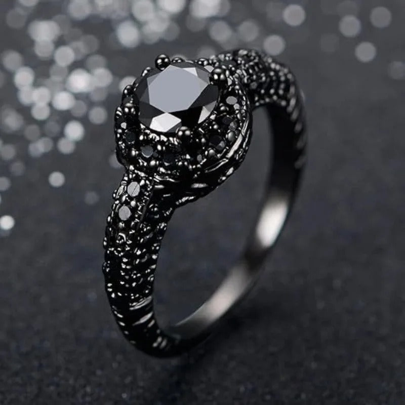 Vintage Black Stone Copper Ring
